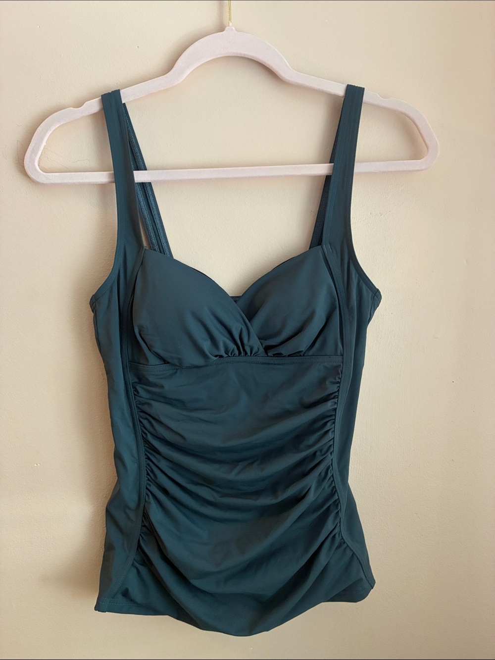 New Women’s Ruched Swim Tankini Top by Calvin Klein- Blue